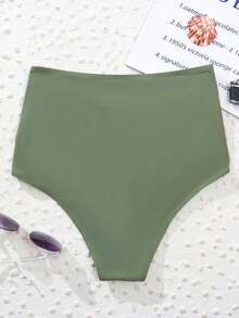 Swim Vcay Bragas bikini de cintura alta fruncido - Verde militar - Ver 2