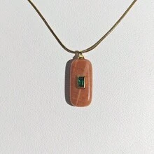 1 mặt dây chuyền đá tự nhiên hình chữ nhật, thạch anh tím, lapis lazuli, dùng để làm trang sức, vòng cổ tự làm. - Quảng trường - Xem 17