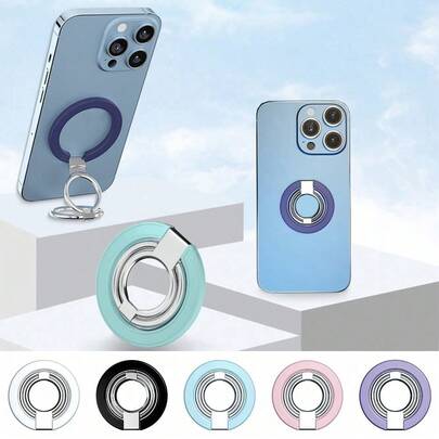 1 chiếc vòng giữ điện thoại từ tính có thể gập lại, xoay 360°, nhẹ và siêu mỏng, chất liệu hợp kim, phù hợp với điện thoại và Android, phụ kiện để bàn sáng tạo, quà tặng cho gia đình và bạn bè.