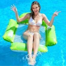1 pieza Hamaca inflable plegable para adultos, flotador de frutas para nadar, flotador de agua simple, adecuado para adultos para la piscina, la playa y otras actividades acuáticas. Presenta un flotador de piscina multifuncional de PVC, una silla de salón y capacidades de deriva - Multicolor - Ver 10