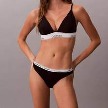 Calvin Klein Icon Logo Bikini QD5044  Thongs For Women Underwear - 黑色 - 查看 1