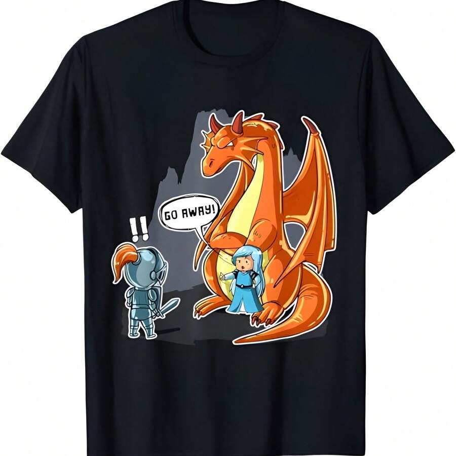 Divertido ningún príncipe necesitado dragón guardaespaldas camiseta ir lejos tee camiseta - Negro - Ver 1