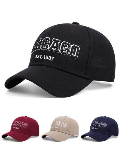 2026 New Minimalist Fashion Chicago Embroidery Skateboard Cap, Street Style Creative Hip-Hop Hat, Unisex Daily Commute Decor Hat, Outdoor Casual Sports Sun Hat