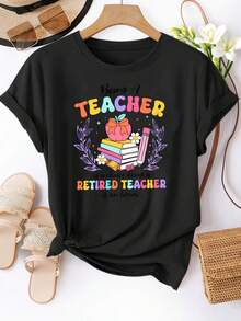 Una camiseta de mujer de manga corta, holgada, moderna, retro y elegante, adecuada para actividades al aire libre en primavera y verano.Camiseta casual de manga corta para mujer - Ser maestra es una elección, ser maestra jubilada es un honor.Estampado con diseño, tela suave y elástica, lavable a máquina para comodidad en todas las estaciones, perfecta para el uso diario.blusas para mujer,blusas casuales para dama,tops,, mujer premium,y2k,playeras de mujer curvy,ofertas y liquidaciones ropa mujer,playeras deportivas para mujer,,playeras de hombre, mujer,blusas>elegante BOEO - Negro - Ver 8