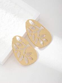 1 Pair Fashionable Exaggerated Hollow Geometric Earrings - Yellow Gold - View 3