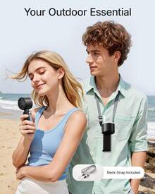 GMOX-5000mAh Portable Handheld Fan, 5 Speeds Cooling, 3-In-1 Personal Fan (Hand/Neck/Desk), 12H Long Lasting Rechargeable Small Fan Travel & Beach, Lightweight 0.6lb - Purple - 查看 3