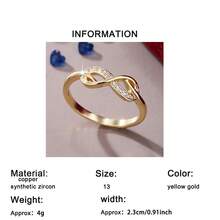 1PC Elegant Infinity Loop Ring With Synthetic Zirconia Inlay, Suitable For Lovers, Anniversary Gift, Valentine's Day Gift - Yellow Gold - View 4
