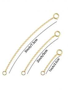 3pcs Gold Stainless Steel Extension Chain, Ideal For Jewelry Making Such As Bracelets And Anklets - Yellow Gold - View 16