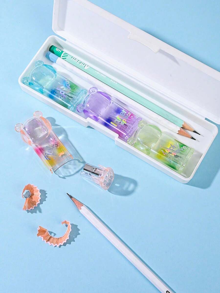 Colorful Rainbow Manual Pencil Sharpener, 1pc (Random Color), Portable Handheld Pencil Sharpener, Cute And Lightweight, Suitable For Children, Students, School, Office, Art Painting And Daily Use - Sets - View 1