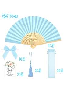 1個/15個/25個 婚禮扇子伴手禮附透明薄紗袋、蝴蝶結流蘇禮品卡、手持摺疊扇，適用於伴娘禮物、婚禮派對裝飾、新娘派對伴手禮、蝴蝶結流蘇拍照道具 - 多色 - 查看 19