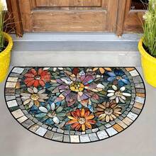 1pc Bohemian Mandala Welcome Mat - Colorful Stone Floral Pattern Doormat, Velvet Material, Soft Entrance Rug, Suitable For Entryway, Bathroom, Kitchen, Hallway, Garden - Washable & Foldable, Home Decor Carpet, Holiday Decoration - Multicolor - View 4