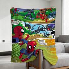 1pc S-Pider-Man Print Blanket,Retro Cartoon Style Throw Blanket,Cartoon Character Printed Blanket,All-Season Universal Nap Blanket,Character Home Decor Blanket,Modern Fashion Gift Suitable For Home Bedroom Bed Sofa Office Lunch Break Cover Picnic Blanket - Nhiều màu - Xem 2