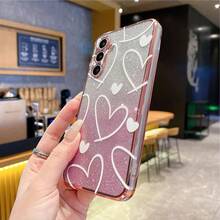 1 chiếc ốp lưng điện thoại mạ điện lấp lấp lánh, cá nhân hóa, họa tiết nhiều trái tim, tối giản, tương thích với Samsung S10/S20/S21/S22/S23/S24/S25/S26 Ultra, Galaxy A55 5G, A35/A15/S24U/S26U, cũng phù hợp với các thiết bị Honor và Android. - Hồng - Xem 2