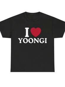 I Love Yoongi T-Shirt, Summer Sets, Spring, Spring Clothes, Women's Blouses, Women's T-Shirts, Women's Summer Sets, Women's Sets - 黑色 - 查看 6