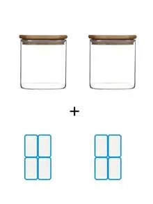 Tarros de especias de vidrio pequeños sellados con tapas de bambú, recipientes de almacenamiento de alimentos transparentes, recipientes apilables cuadrados para especias adecuados para especias de cocina, té, café - Multicolor - Ver 12