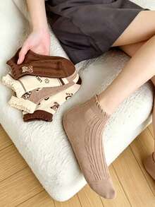 10/20 Pairs Cartoon Bear Ankle Socks, College Style, Thin Low-Cut Socks For Women, Spring Autumn Summer - Multicolor - View 2