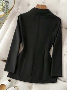 Blazer casual de unicolor para mujer - Negro - Ver 2