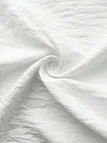 Blusa de manga de murciélago con parches de encaje de unicolor casual/de oficina talla grande - Blanco - Ver 7
