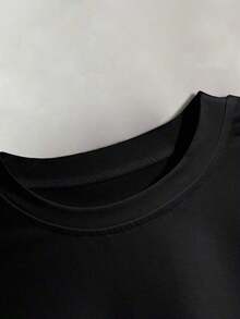 Camiseta de manga corta y cuello redondo informal con estampado de cerezas, para verano - Negro - Ver 5