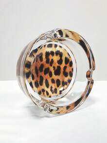 3.34-Inch Round Creative Fashionable Leopard Print Glass Ashtray, Home Decor, Bar/Hotel Accessory, Holiday Gift For Friends - Leopard Print - View 6
