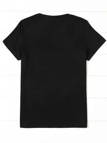 Camiseta de Talla para Mujer con Estampado de Oso de Peluche - Top Suave para Uso Diario con Diseño de Cadena Atractivo, Regalo Casual de Cumpleaños - Camiseta de Manga Corta con Cuello Redondo Lavable aáquina - Camiseta Vintage de Estilo Urbano Unisex de Algodón Suelto con Cuello Redondo y Manga Corta - Negro - Ver 3