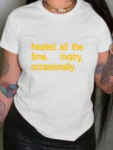 Cozy Comfy Lounge - Women's Competition-Themed One-Piece T-Shirt For Spring/Summer - "Always Fierce, Occasionally Friendly" Print, Short Sleeve, Crew Neck, Casual Style, Not Suitable For Spring/Summer, Machine Washable, Ideal For Everyday Wear, Fancy Dresses, And As A Holiday Gift. Soft And Relaxed Loungewear. - 白色 - 查看 11