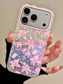 Funda de teléfono con patrón de concha y lazo floral de primavera linda compatible con iPhone 17 Pro Max 16 15 14 13 12 11 Pro Max funda suave a prueba de golpes con diseño floral lindo - Flores rosadas - Ver 2