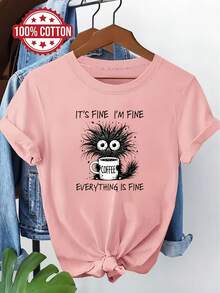 Camiseta de Cuello Redondo para Mujer, Nueva Blusa de Verano para Uso Diario - Negro - Ver 9