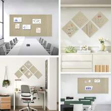 Tablero grande de corcho para oficina paquete de 8 ejos de pared de fieltro con paneles de pared de listones y pestañas adhesivas extraíbles seguras tablero de anuncios de fieltro tablas de - Caqui - Ver 6