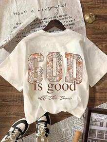 Graphic Design T-Shirt, Gift For Book Lovers, Women's Graphic T-Shirts, Women's Summer Clothing, Women's Casual Short Sleeve Crew Neck T-Shirt - 杏色 - 查看 8