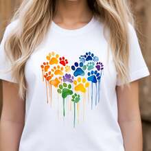 Women's T-Shirt With Minimalist Bear Design And Text - 白色 - 查看 1
