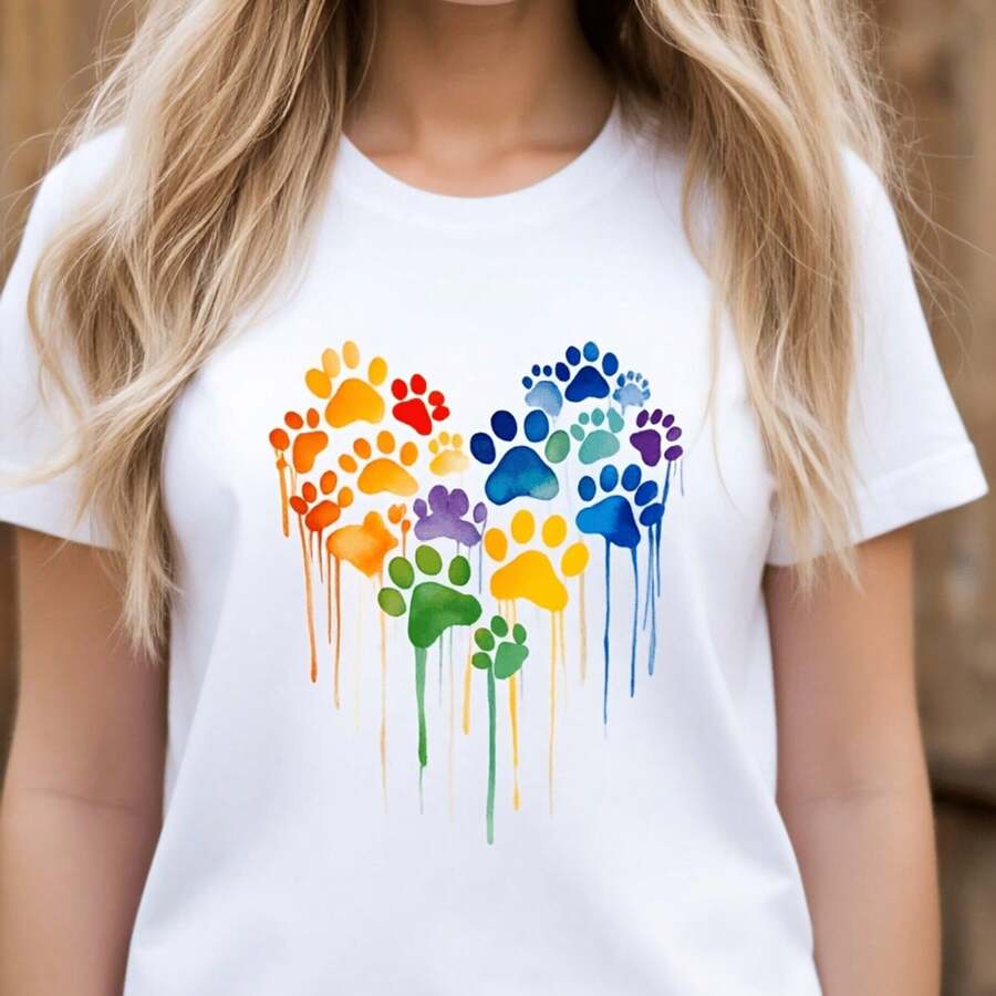 Women's T-Shirt With Minimalist Bear Design And Text - 白色 - 查看 1