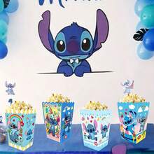 Bộ 12 hộp đựng khoai tây chiên Stitch của Disney, hộp kẹo, hộp quà Lilo & Stitch, quà tặng tiệc tùng, quà sinh nhật, quà lưu niệm. - 12 màu xanh - Xem 3