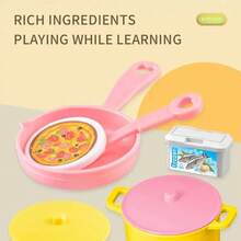 Mini Toy Kitchen Set For Kids, Pretend Play Kitchen Set With Utensils, Role Play Set, Gift For Boys And Girls - Pink - View 3