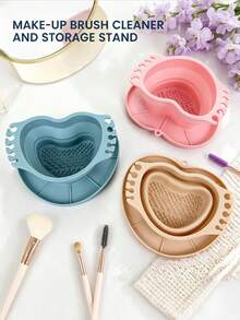 Rak Pembersih dan Pengering Kuas Makeup Silikon Lipat 2-in-1 yang Telah Ditingkatkan, dengan Alas Bertekstur, Bantalan Cuci Kuas Portabel, Cocok untuk Kuas Makeup dan Kuas Lukis, Sempurna untuk Perjalanan dan Penggunaan di Studio, Hadiah Ideal untuk Penata Rias dan Seniman. - Berbagai gaya - View 4