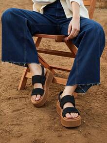 Women's Fashionable Platform Sandals, Casual Elegant Water Sandals, Open Toe Comfortable & Lightweight. Soft Insole & Antislip, Suitable For Commuting, Vacation, Waterproof Summer Beach Walking New Arrival Sandals - 黑棕色 - 查看 4
