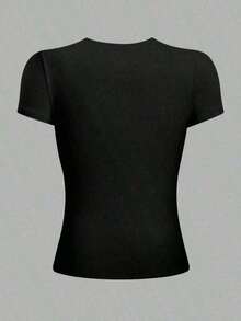 short-sleeveCamiseta playera gráfica dama mujer manga corta cuello ondo casual cómoda fresca ligera moderna juvenil corte regular estampado botas vaqueras flores flor floral sombrero femenina cowboy,Playera mujer estampada verano Blusas Bonito 100% Cotton100% Cotton - Negro - Ver 3