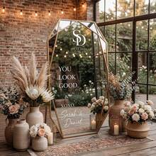 Customized Mirror Sticker Wedding Decor - Wedding Signage Decor DIY Wedding Sticker - Mirror Sticker "Welcome To The Wedding" - Customized Mirror Letter Sticker Decal - Just Married - Wedding Marriage Decor/Modern Wedding Welcome Sign/Personalized Newlyweds Name And Date/Mirror Sticker-Bridal Shower - Multicolor - View 3