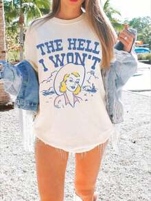 Camiseta Casual de Verano para MujerHolaYoNo lo haráTee,VintageOesteDesiertoTee,SuroesteRodeoVaqueraCamisetaModaGráficoTeeParaMujeres,MáquinaLavableAdecuadoParaTodosEstaciones del año,MujeresCamisetaCómodoAlgodónMaterial,PielAmigable,SuaveYGenial,VeranoMujeresCamisetaRopa - Blanco - Ver 8