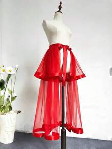 1 chiếc váy nữ hai lớp viền ruy băng, màu đen, trắng, đỏ, xanh hồ, hồng, màu sâm panh, trang trí tiệc, váy dài ngang gối có thể tháo rời 60cm, váy xòe nửa thân, váy phồng, váy trình diễn mở phía trước, váy phồng voan hai lớp kiểu Gothic, thích hợp làm váy lót cô dâu, váy tutu phồng mềm mại, váy voan nhỏ dễ thương, váy viền voan 5 lớp, váy lót Lolita, thích hợp cho đám cưới, tiệc tùng, biểu diễn, chụp ảnh, cosplay, trang phục Halloween. - Nhiều màu - Xem 11