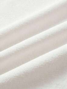 Camisa de manga corta de unicolor casual de talla grande, verano - Blanco 3 - Ver 8