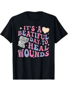 Vintage T-Shirt For Trauma Care Nurses - Unisex 100% Cotton, Machine Washable T-Shirt With Vintage Bandage Design And Wound Healing Phrases, A Perfect Easter Gift For Men, Women, Parents And Friends (Sizes S-XXXL, Black), Nursing Apparel. - 黑色 - 查看 6