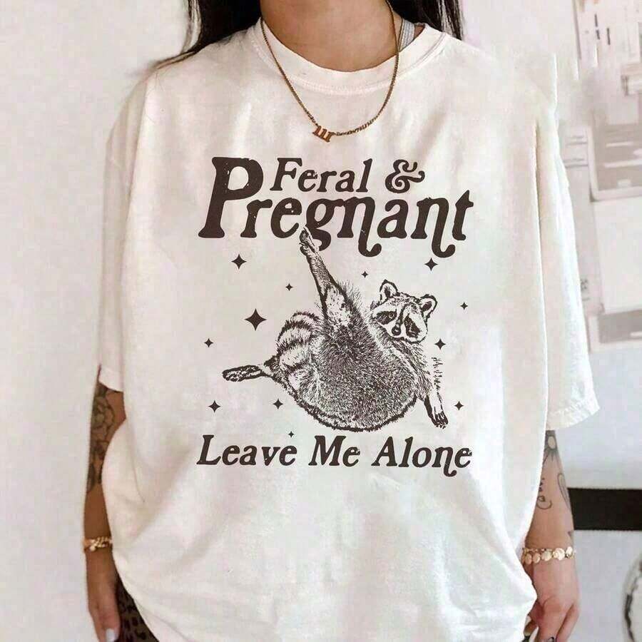 Camiseta "Soft And Pregnant Leave Me Alone", Camiseta de Mapache, Camiseta Divertida de Humor para Maternidad y Embarazo, Camiseta para Futura Mamá, Regalo para el Día de la Madre, Camiseta Estampada Unisex Y2k para Mujer y Adolescente, Top Retro Vintage de los 90s y 2000s, Camiseta Gráfica Divertida y Linda con Cuello Redondo, Camiseta de Verano Fresca de Manga Corta, Estampado de Animales, Frutas y Mascotas, Camiseta Gráfica para Mujer, Moda 2026, Regalos, Ropa de Mujer, Estampado de Dibujos Animados y Letras, Material de Algodón Cómodo, Agradable para la Piel, Suave y Fresca, Camiseta de Mujer para Primavera Verano. - Blanco - Ver 1