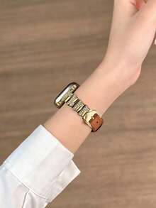 1条纤薄表带，兼容 42mm、38mm、40mm、41mm、44mm、45mm、46mm、49mm，时尚智能手表替换表带，适用于Series Ultra2、Ultra SE2、SE 11、10、9、8、7、6、5、4、3、2、1，女士款，可作为学生返校礼物 - 棕色 - 查看 4