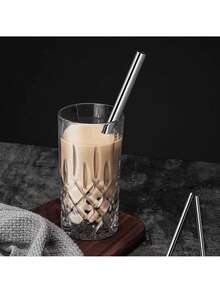 Bộ 3/7/13 ống hút tái sử dụng bằng thép không gỉ, miệng rộng, vát cạnh (9.84 inch * 0.5 inch), ống hút dày dùng cho trà sữa trân châu, thích hợp cho cà phê, nước ép, đồ uống, trà sữa. - Xem 3