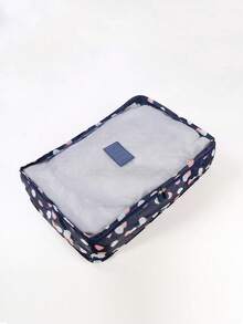 Set de 6 cubos de embalaje con estampado floral resistente al agua, organizador de ropa para viajes, cubos de organización con cremallera portátiles para maletas, dormitorios, universidad, d - Negro - Ver 6