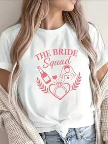 1 camiseta de fibra de poliéster para novias y damas de honor en bodas y fiestas, camisa casual de manga corta para mujer con diseño de estampado rosa, ligera y cómoda, adecuada para eventos nupciales y celebraciones, 180g 100% algodón. - Blanco - Ver 11