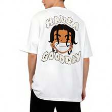 Camiseta de Cuello Redondo Estampada de Manga Corta para Hombre, Camiseta Gráfica para Hombre - Blanco - Ver 1