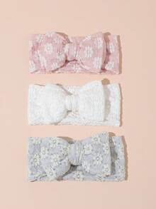 3pcs Multi-Color Soft Elastic Baby Headbands, Breathable, Suitable For All Seasons, Perfect Gift And Photo Prop - Multicolor - View 3