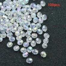 100-500pcs Acrylic Shiny Faceted Corner Beads - DIY Handmade Beading, Suitable For Jewelry Making, Handicrafts, Translucent Material - Faceted Beads - View 52
